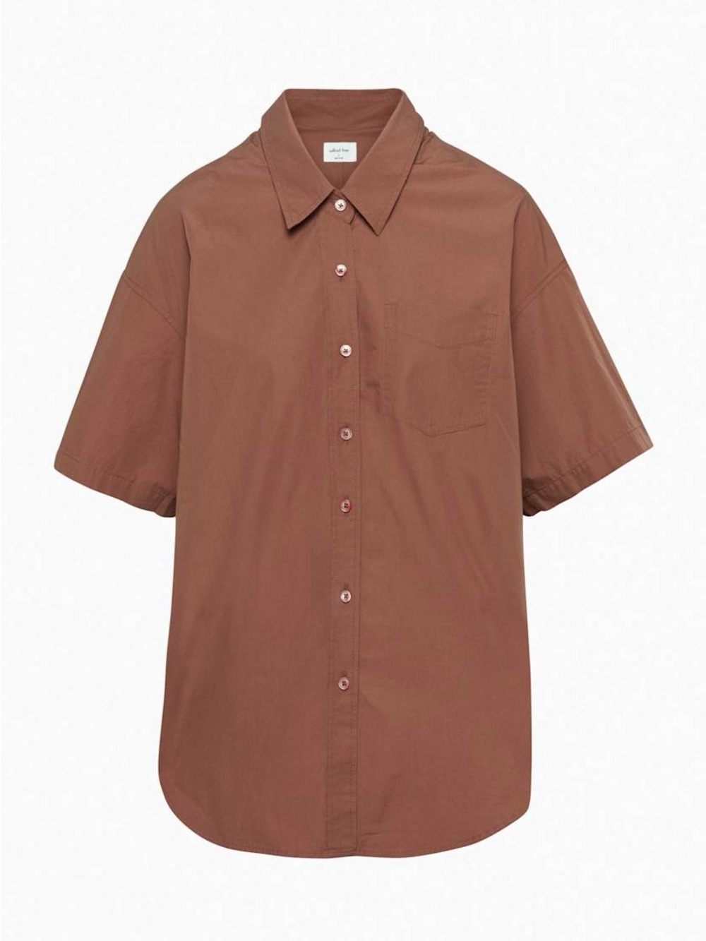 Aritzia - Wilfred Free Short-Sleeve Button-Up Shirt-Brown- 100% Cotton-Oversized